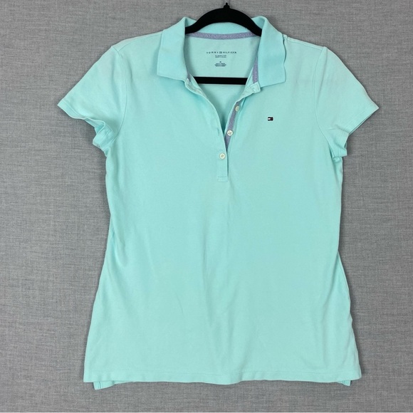 Tommy Hilfiger Classic Fit Polo Shirt Turquoise Sz Medium - Picture 1 of 7
